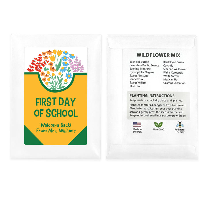 Custom Wildflower Seed Packets, Back to School Teacher Student Gift, Let&