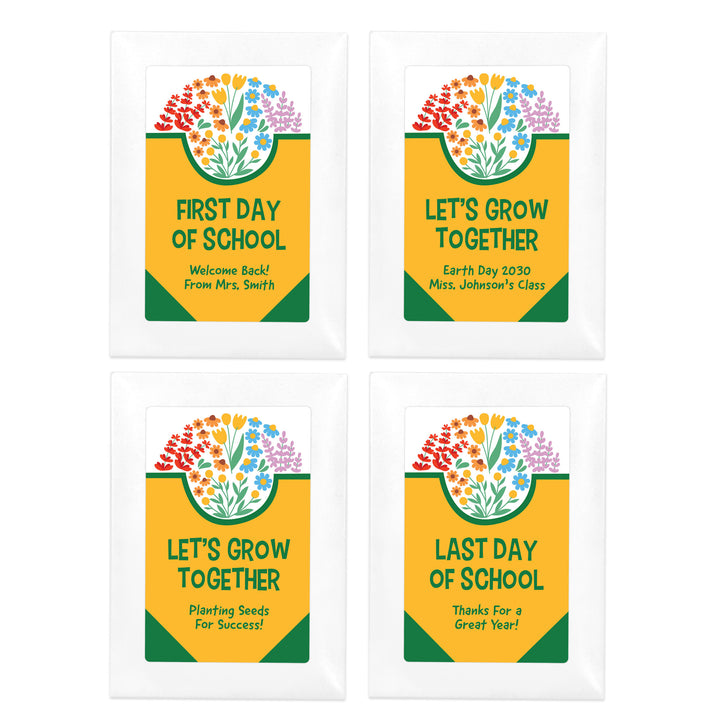 Custom Wildflower Seed Packets, Back to School Teacher Student Gift, Let&