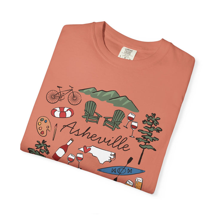 Asheville Bachelorette T-Shirt, Colorful Asheville Doodles, Unisex Comfort Colors® T-Shirt