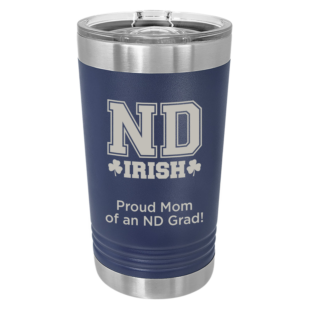 ND Custom 16 oz. Navy Blue Insulated Tumbler with Slider Lid
