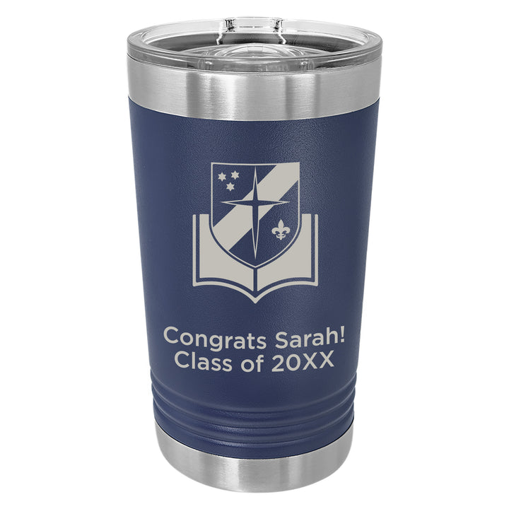 ND Custom 16 oz. Navy Blue Insulated Tumbler with Slider Lid