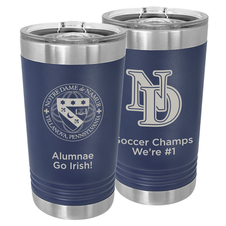 ND Custom 16 oz. Navy Blue Insulated Tumbler with Slider Lid