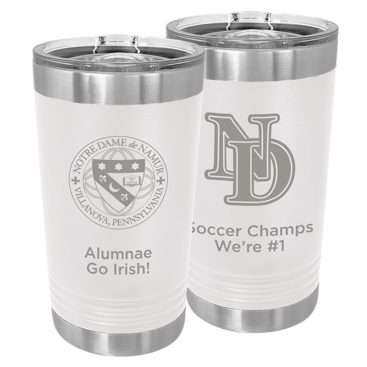ND Custom 16 oz. White Insulated Tumbler with Slider Lid