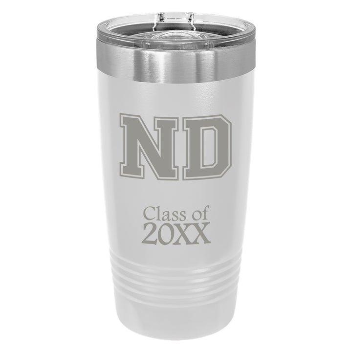 ND 20 oz. Class of 20XX White Insulated Tumbler with Clear Lid