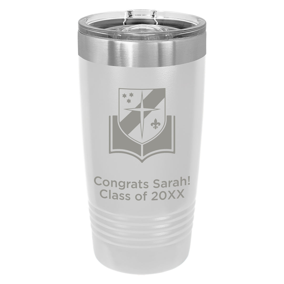 ND 20 oz. Custom White Insulated Tumbler with Clear Lid