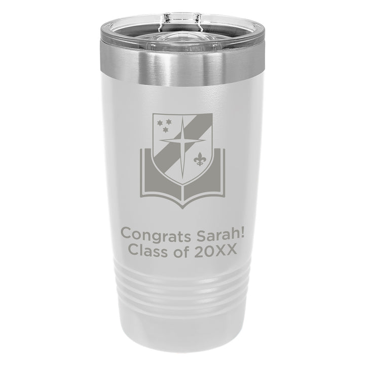ND 20 oz. Custom White Insulated Tumbler with Clear Lid