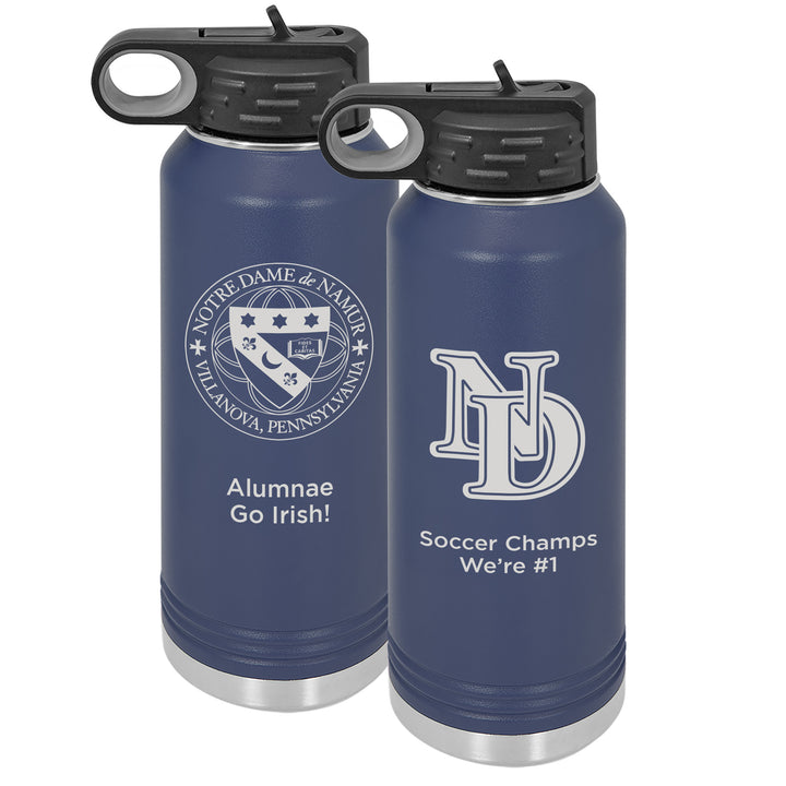 ND 32 oz. Custom Navy Blue Water Bottle Wide Mouth with Straw Lid