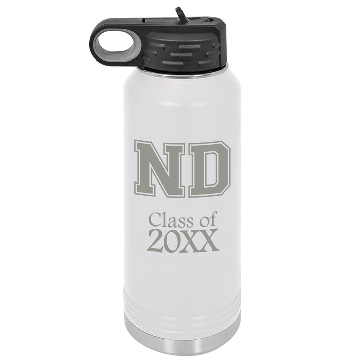 ND 32 oz. Class of 20XX White Water Bottle Wide Mouth with Straw Lid