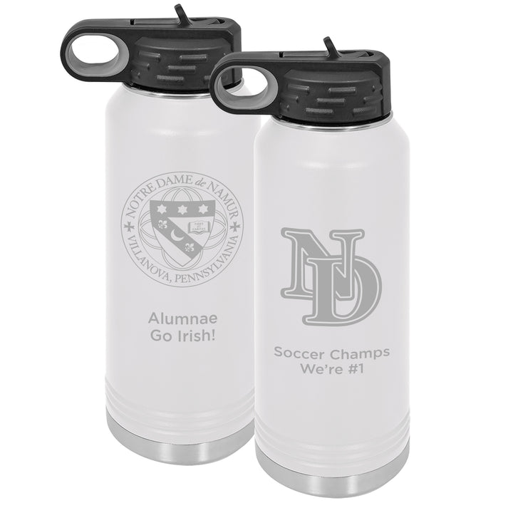 ND 32 oz. Custom White Water Bottle Wide Mouth with Straw Lid