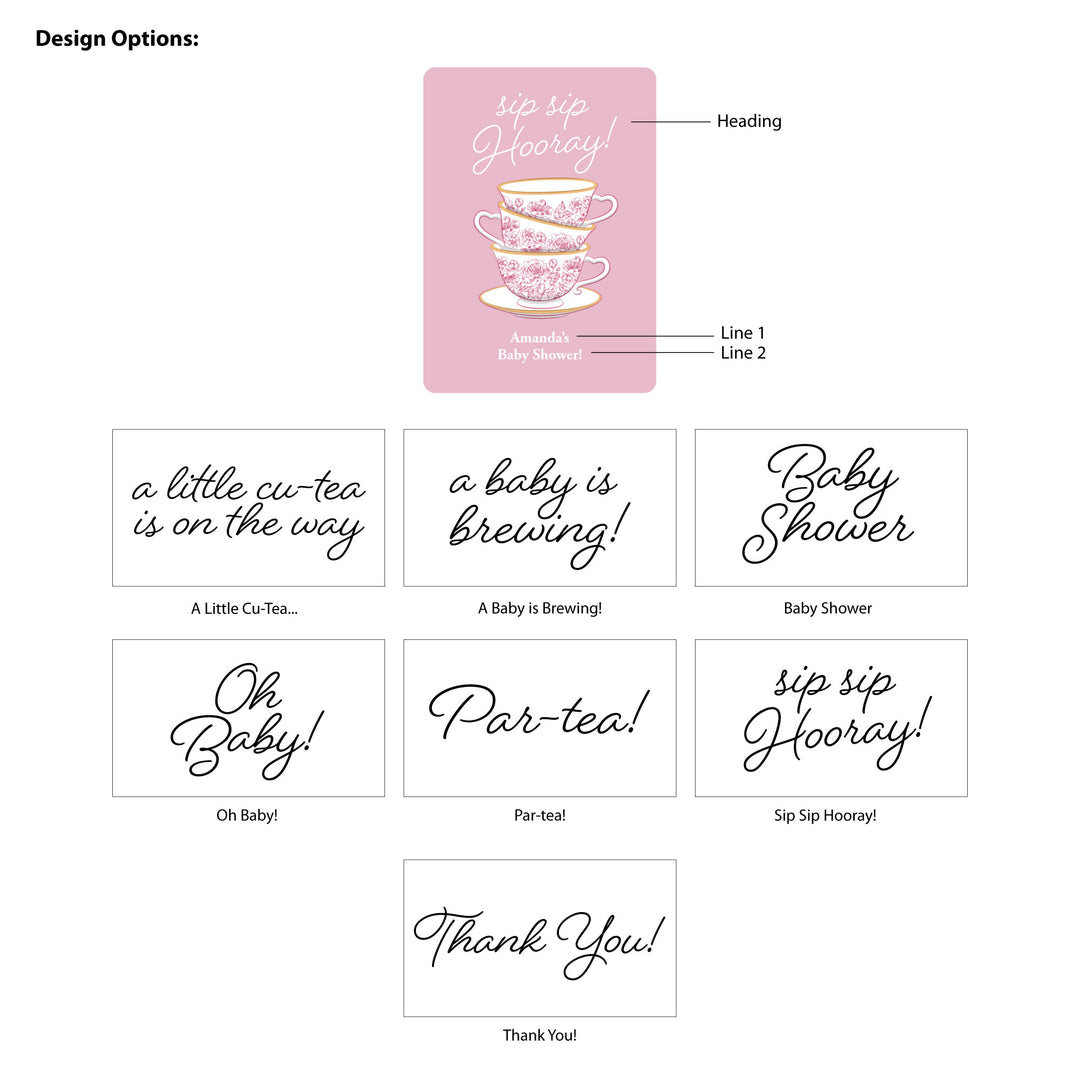 Baby Shower Tea Favors, French Toile, Chinoiserie Tea Cup Favors