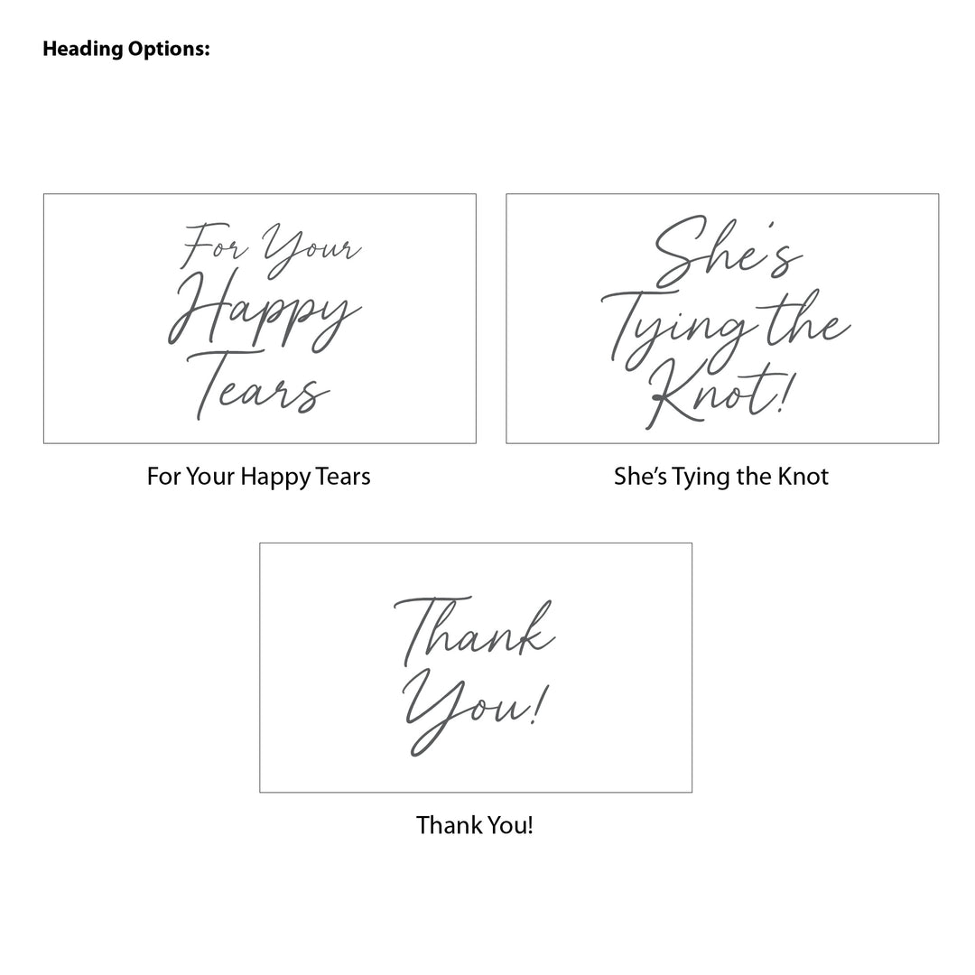 Personalized Wedding Guest Tissues, Happy Tears, Ribbon Design, Pocket Size Tissue Packs