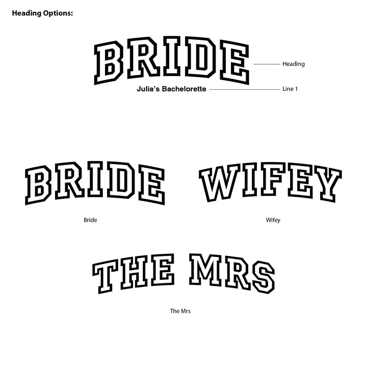 Collegiate Bride Shirt, Wifey, The Mrs, T-Shirt