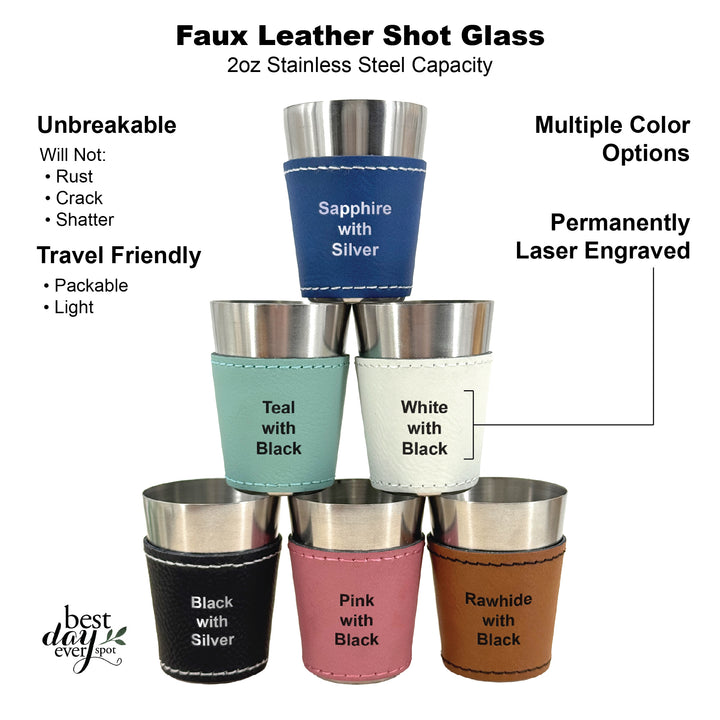 Nashville Bachelorette, Personalized Faux Leather Shot Glasses