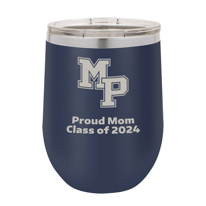 Malvern Prep 12 oz. Personalized Navy Blue Stemless Insulated Tumbler with Clear Lid