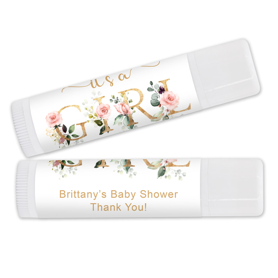 Personalized Lip Balm, Baby Shower Favors, It's A Girl