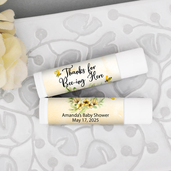Personalized Lip Balm, Baby Shower Favors, BEE Themed Shower