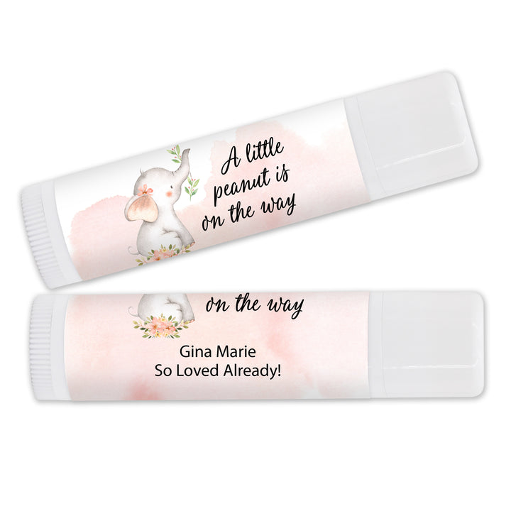 Personalized Lip Balm, Baby Shower Favors, Baby Girl Elephant