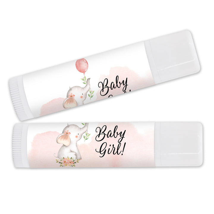 Personalized Lip Balm, Baby Shower Favors, Baby Girl Elephant