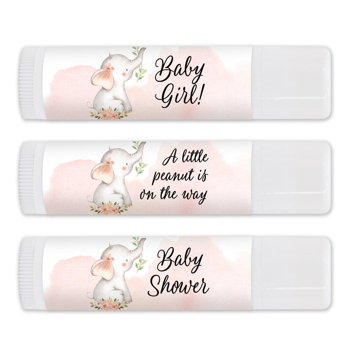 Personalized Lip Balm, Baby Shower Favors, Baby Girl Elephant