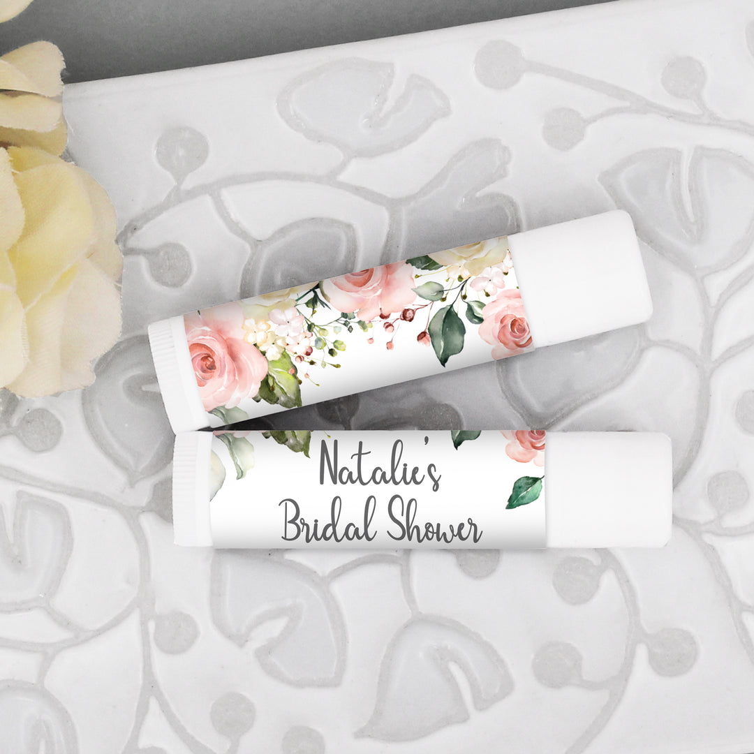 Personalized Lip Balm, Wedding Favors, Pink and White