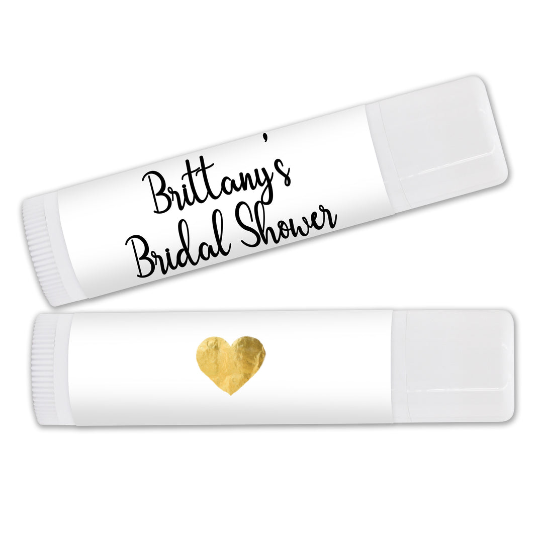 Personalized Lip Balm, Wedding Favors, Gold Heart