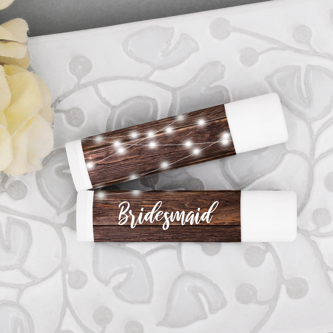 Personalized Lip Balm, Bridesmaid Favors, Firefly Lights