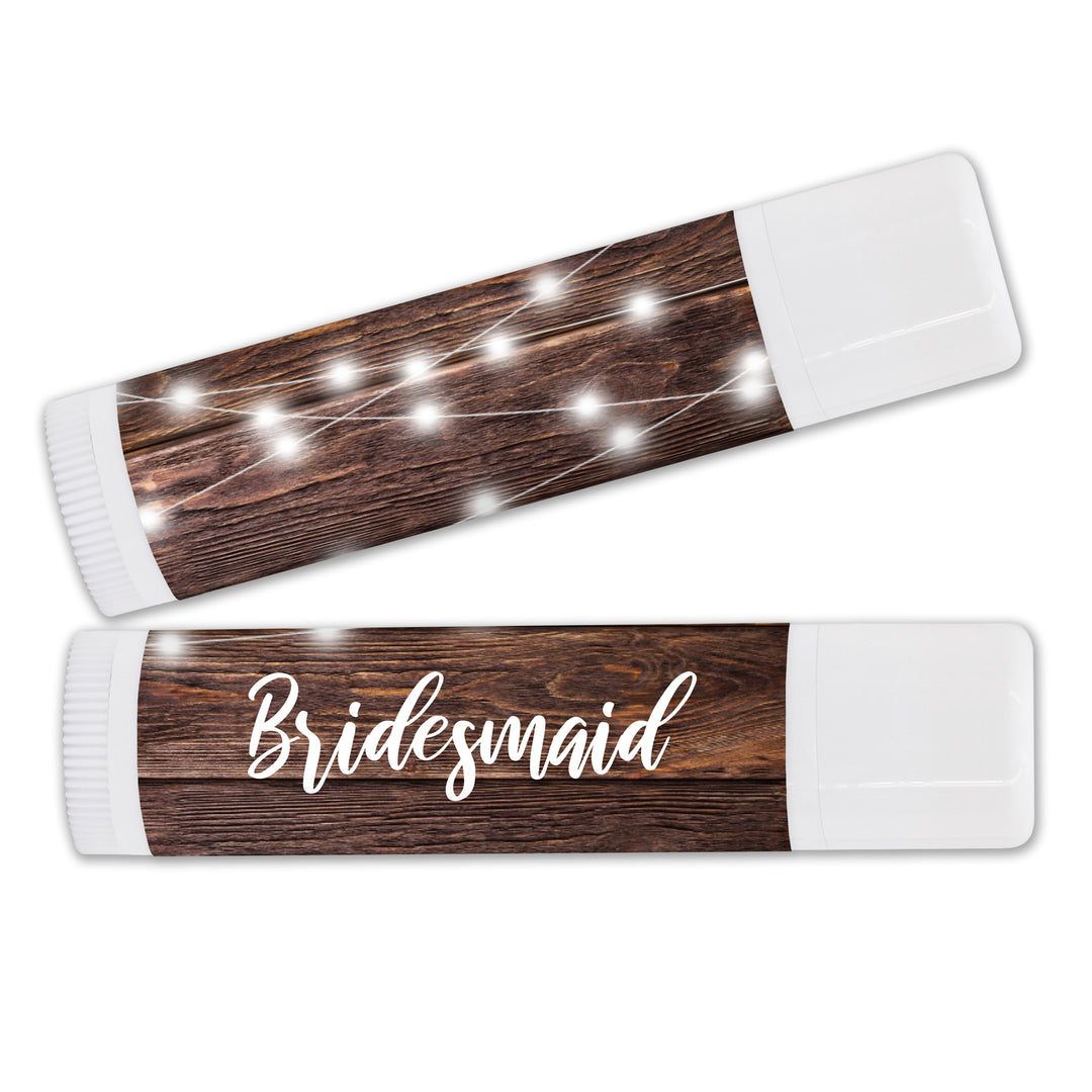 Personalized Lip Balm, Bridesmaid Favors, Firefly Lights