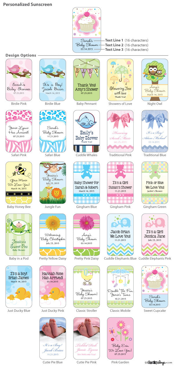 Baby Sunscreen Favors with Carabiner (SPF 30)