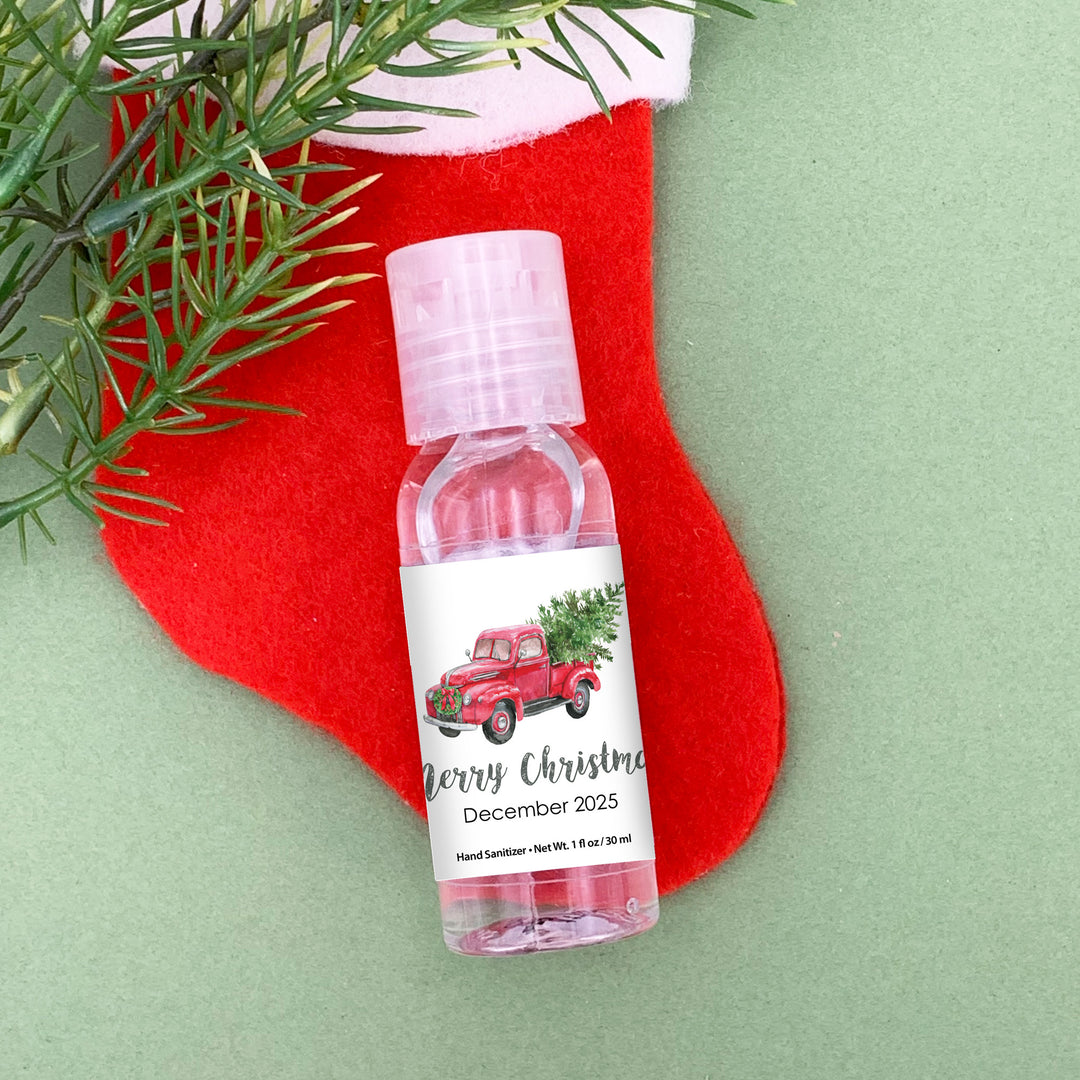 Christmas Red Pickup Truck Personalized Hand Sanitizer
