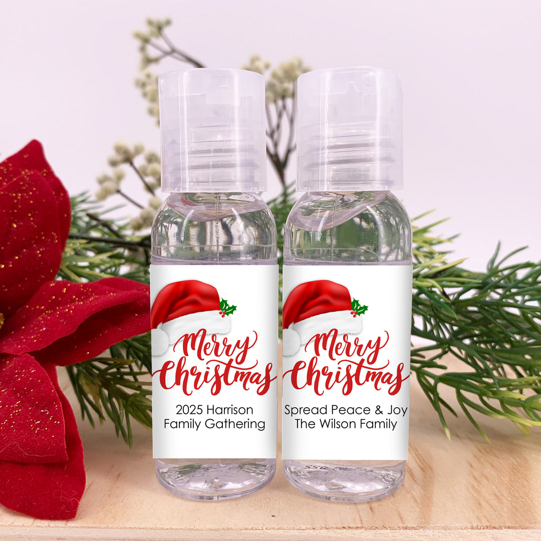 Merry Christmas Personalized Hand Sanitizer, Santa Hat