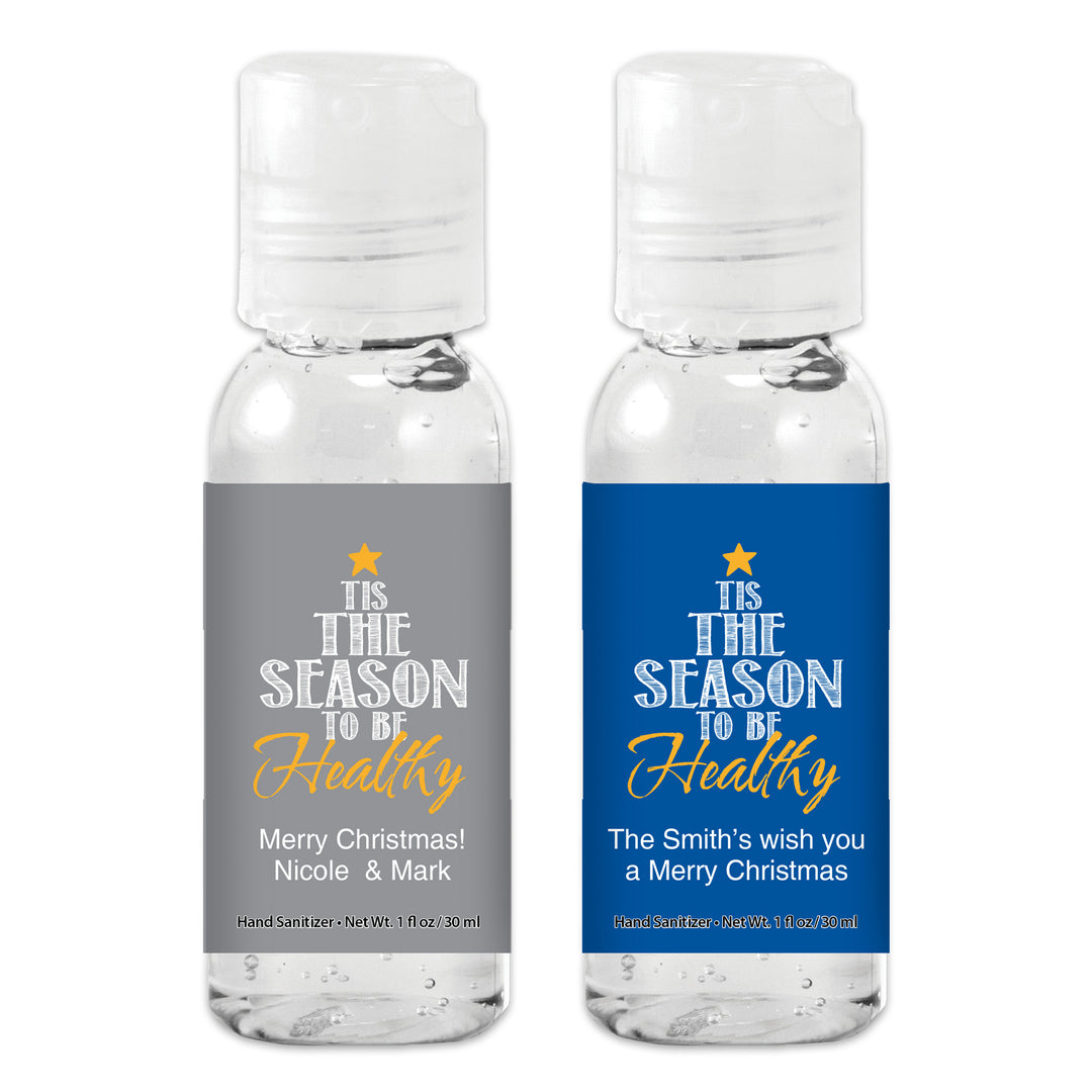 tis the Season to be Healthy Personalized Hand Sanitizers, Christmas Hand Sanitizer,