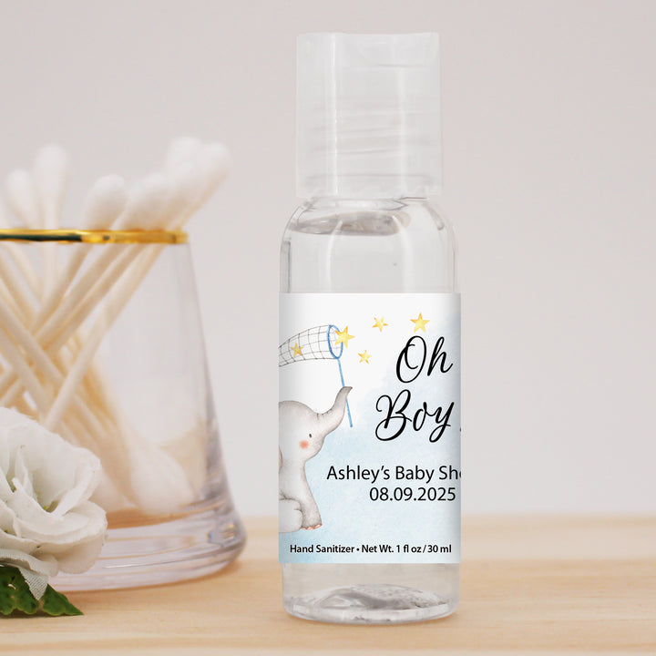 Hand Sanitizer Baby Shower Favor, Baby Boy Elephant