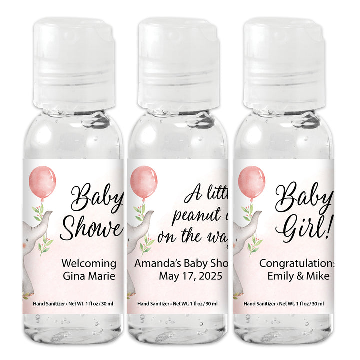 Hand Sanitizer Baby Shower Favor, Baby Girl Elephant