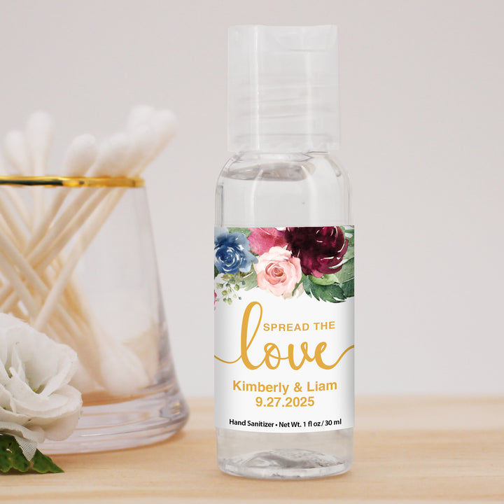 Watercolor Floral Spread The Love Personalized Hand Sanitizer