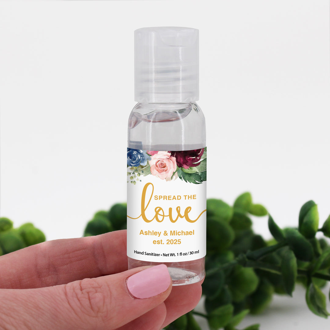 Watercolor Floral Spread The Love Personalized Hand Sanitizer