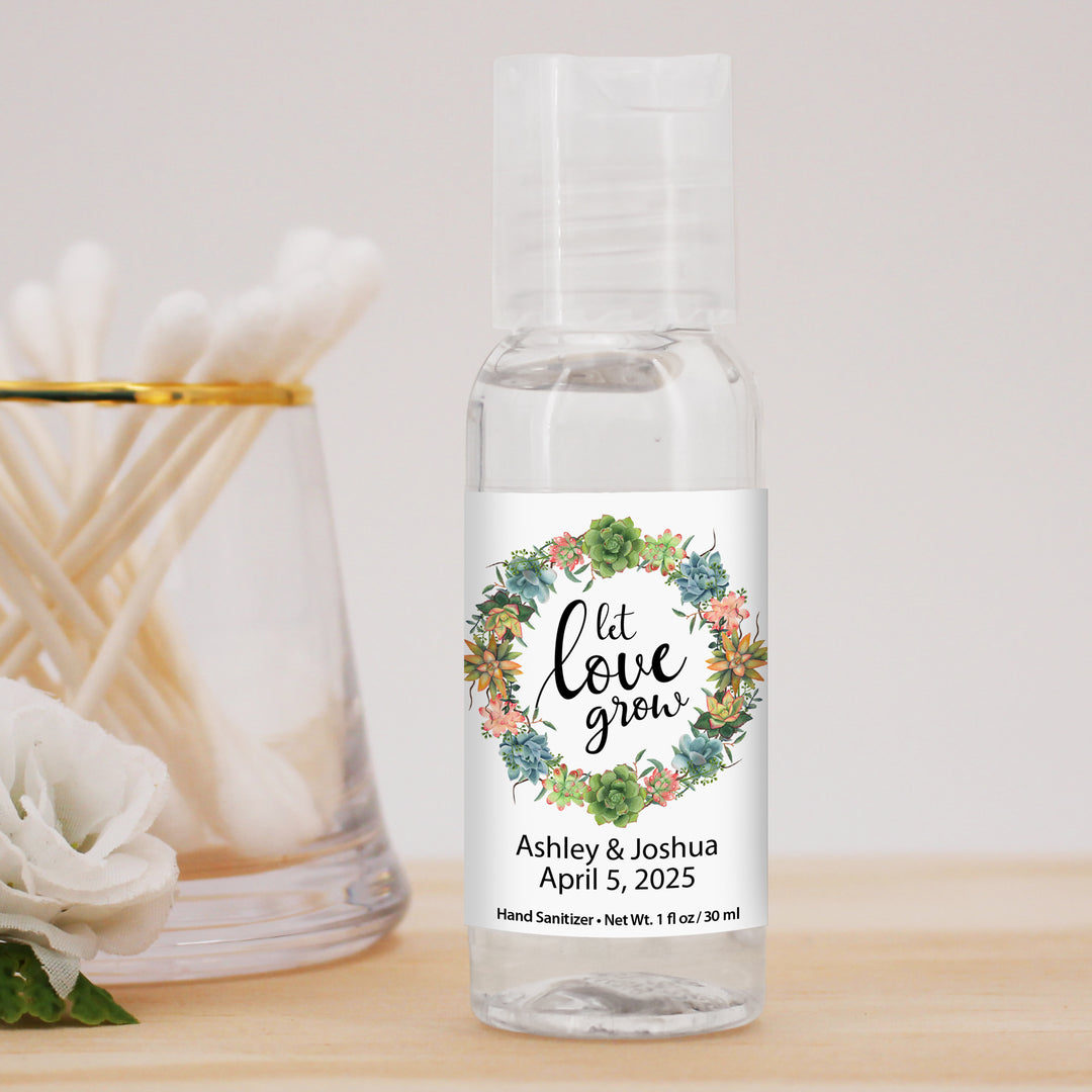 Let Love Grow Succulent Wreath Personalized Hand Sanitizer