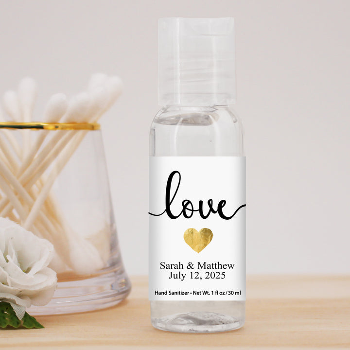 Gold Heart Spread Love Custom Hand Sanitizer