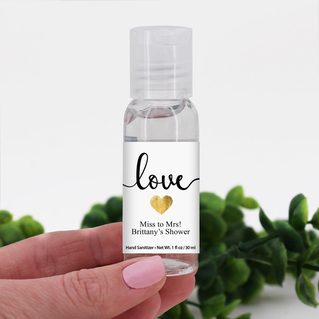 Gold Heart Spread Love Custom Hand Sanitizer