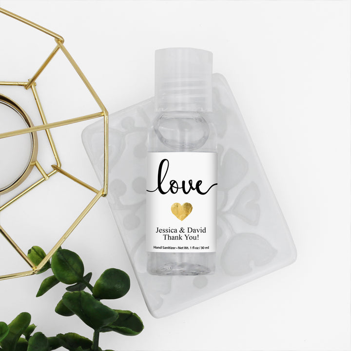 Gold Heart Spread Love Custom Hand Sanitizer