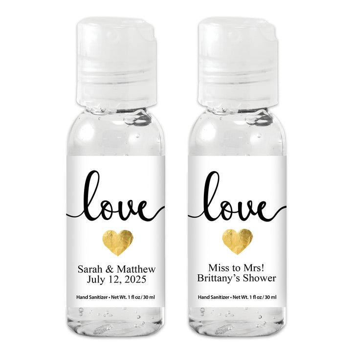 Gold Heart Spread Love Custom Hand Sanitizer