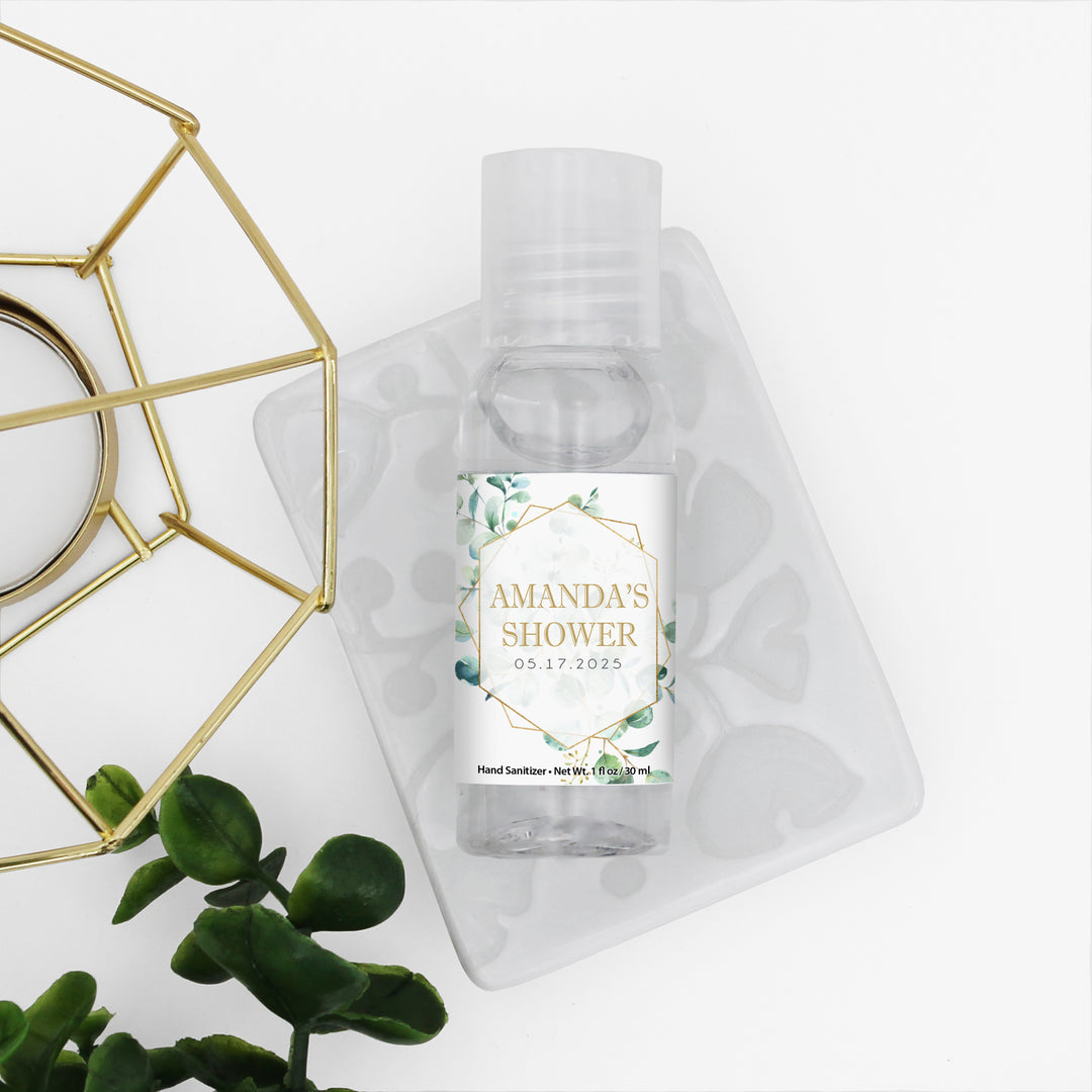 Eucalyptus Geometric Frame Personalized Hand Sanitizer