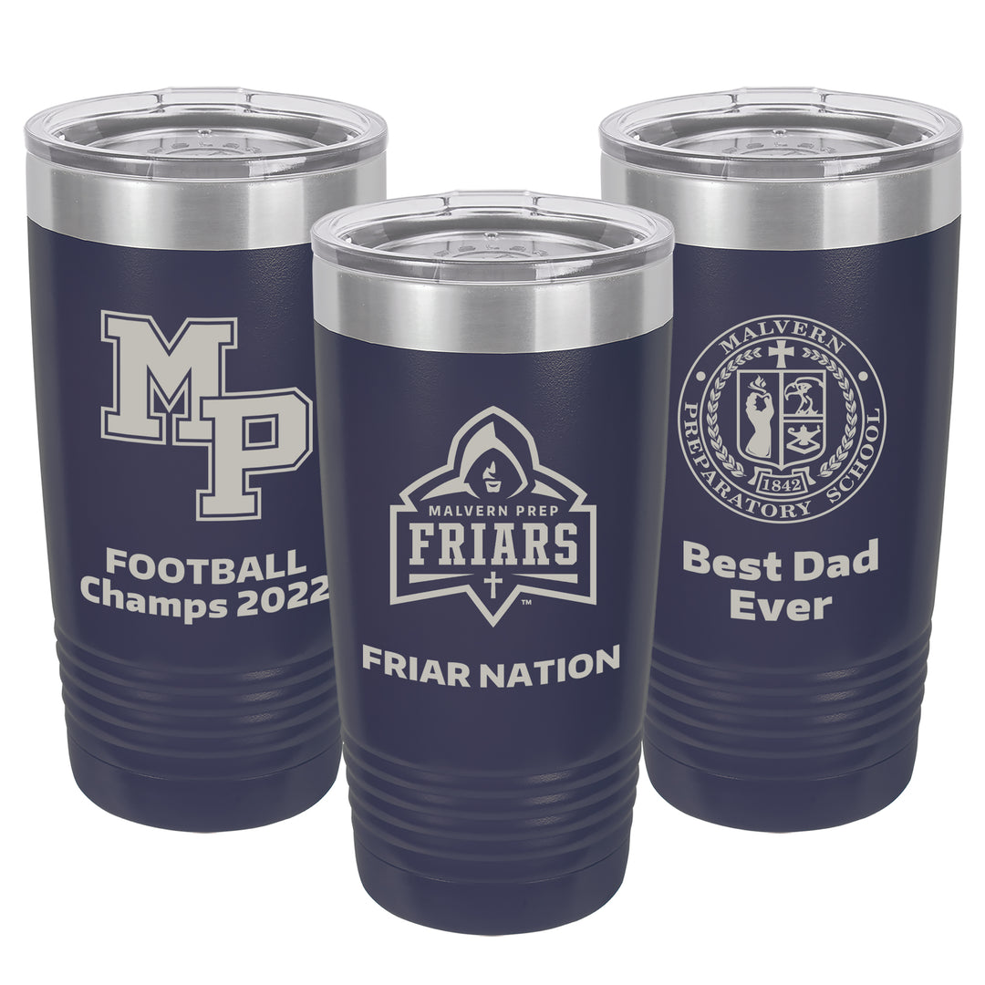 MP 20 oz. Custom Navy Blue Insulated Tumbler with Clear Lid