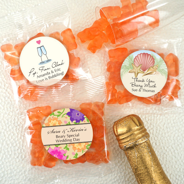 Personalized Champagne Gummy Bears, Wedding Favor Gummy Bears
