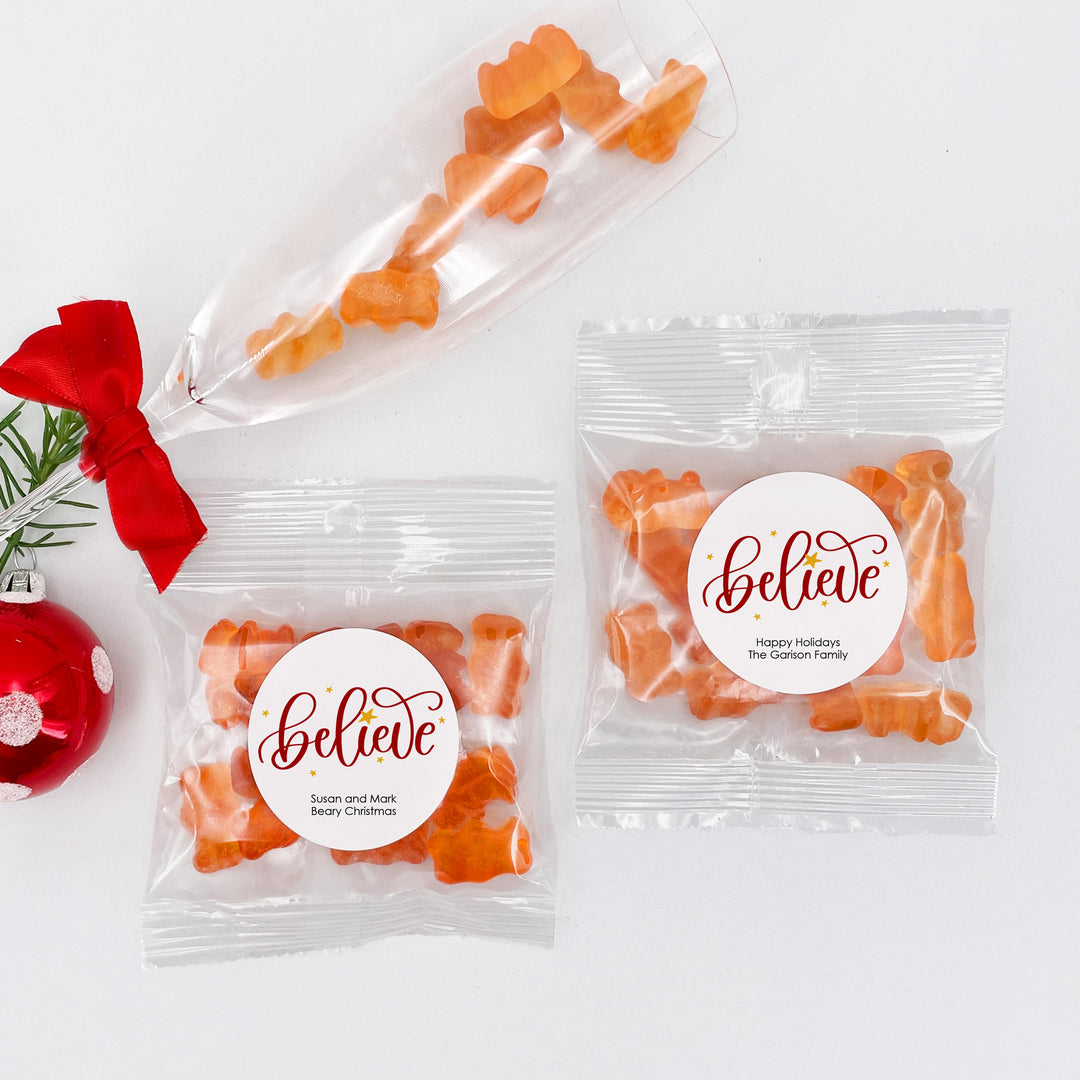 Believe Champagne Gummy Bears, Prosecco Christmas Party Favors