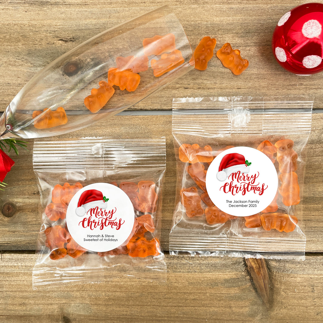 Merry Christmas Champagne Gummy Bears, Christmas Party Favors