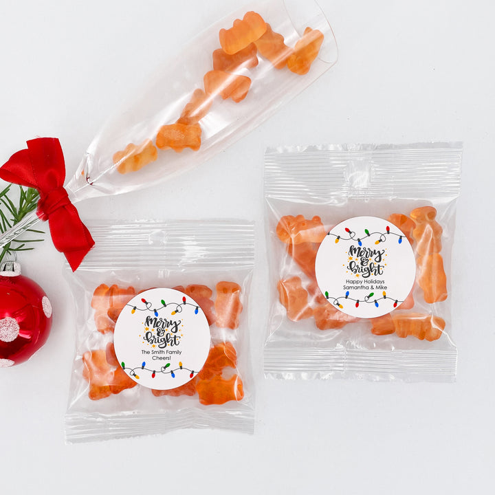 Merry & Bright Christmas Champagne Gummy Bears, Prosecco Christmas Favors