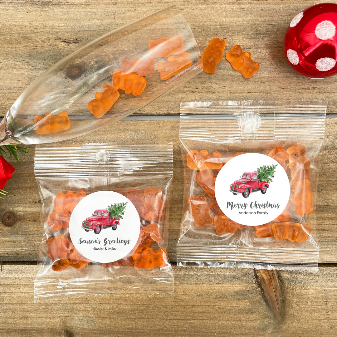 Red Pickup Truck Champagne Gummy Bears, Prosecco Christmas Party Favor