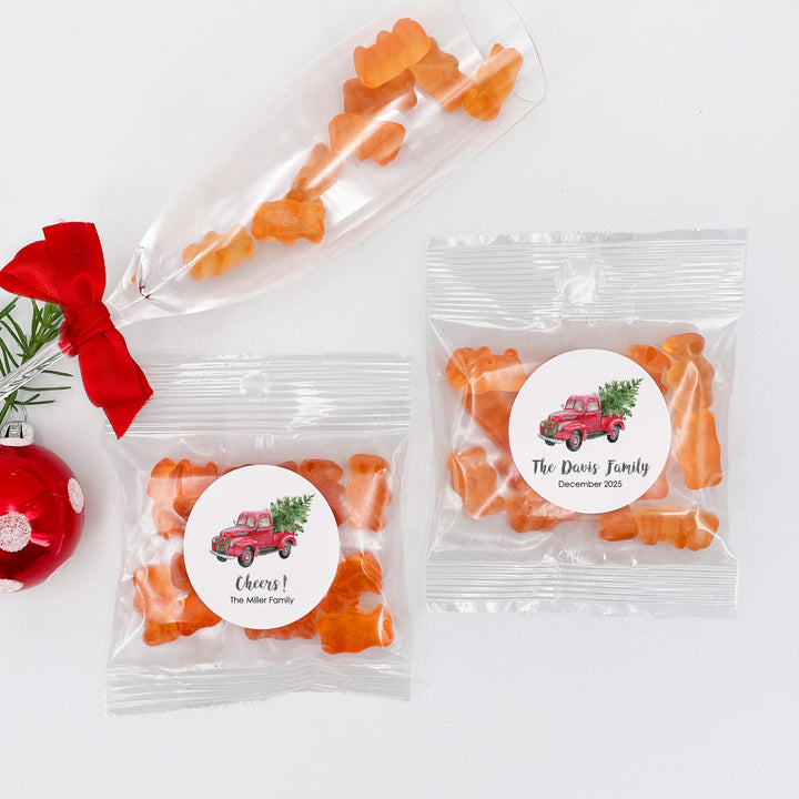 Red Pickup Truck Champagne Gummy Bears, Prosecco Christmas Party Favor