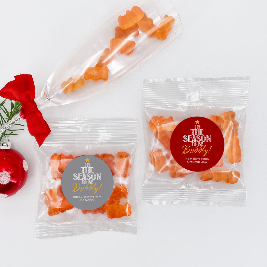 Tis the Season to be Bubbly, Champagne Gummy Bears, Prosecco Christmas Party