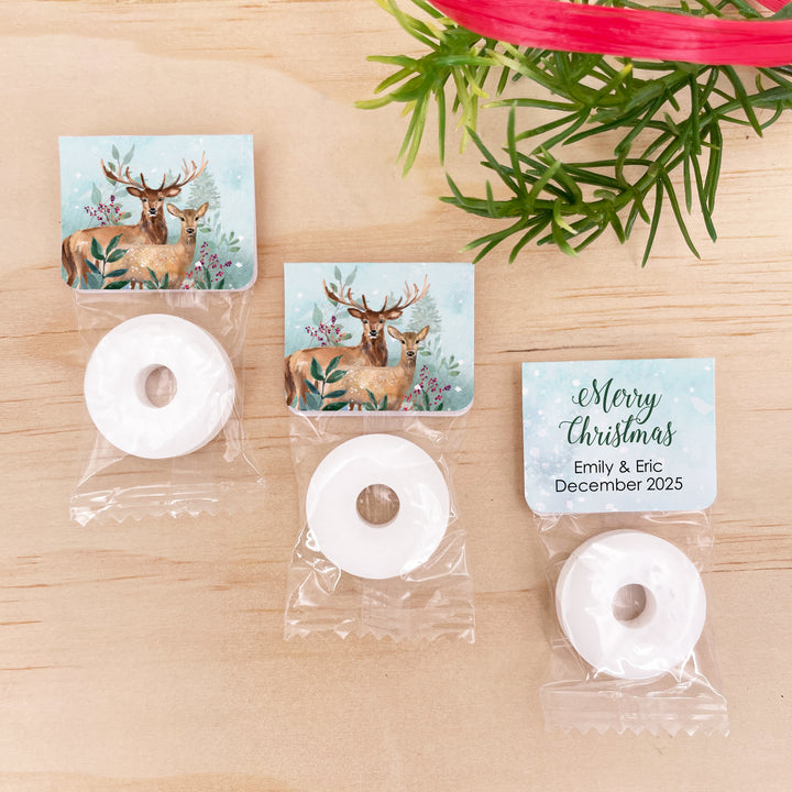 Personalized Life Saver Christmas Mints, Deer Christmas Favors